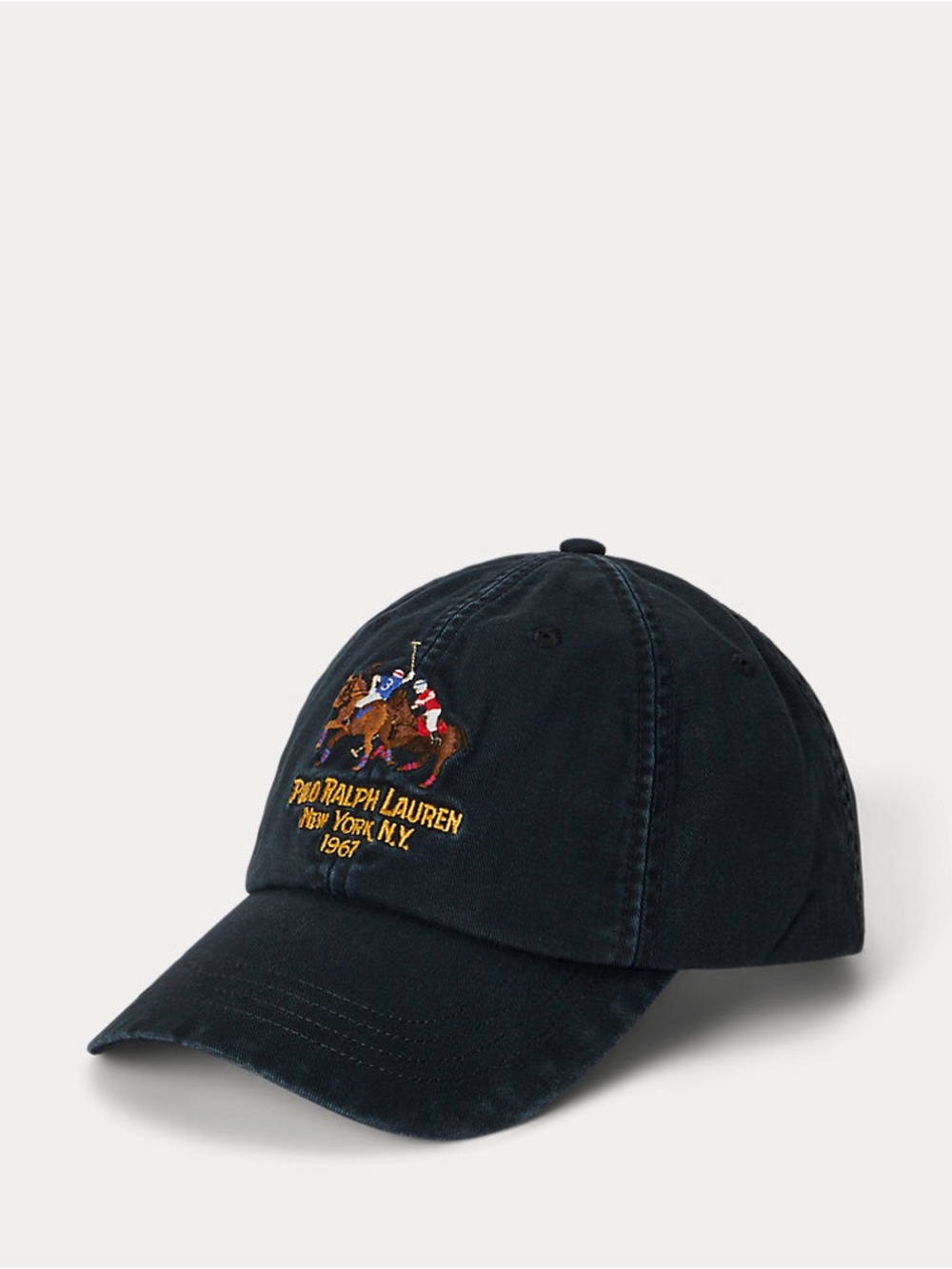 Polo Ralph Lauren Cotton Twill Ball Cap Polo Black Horses 1967 Logo Retro 80’s